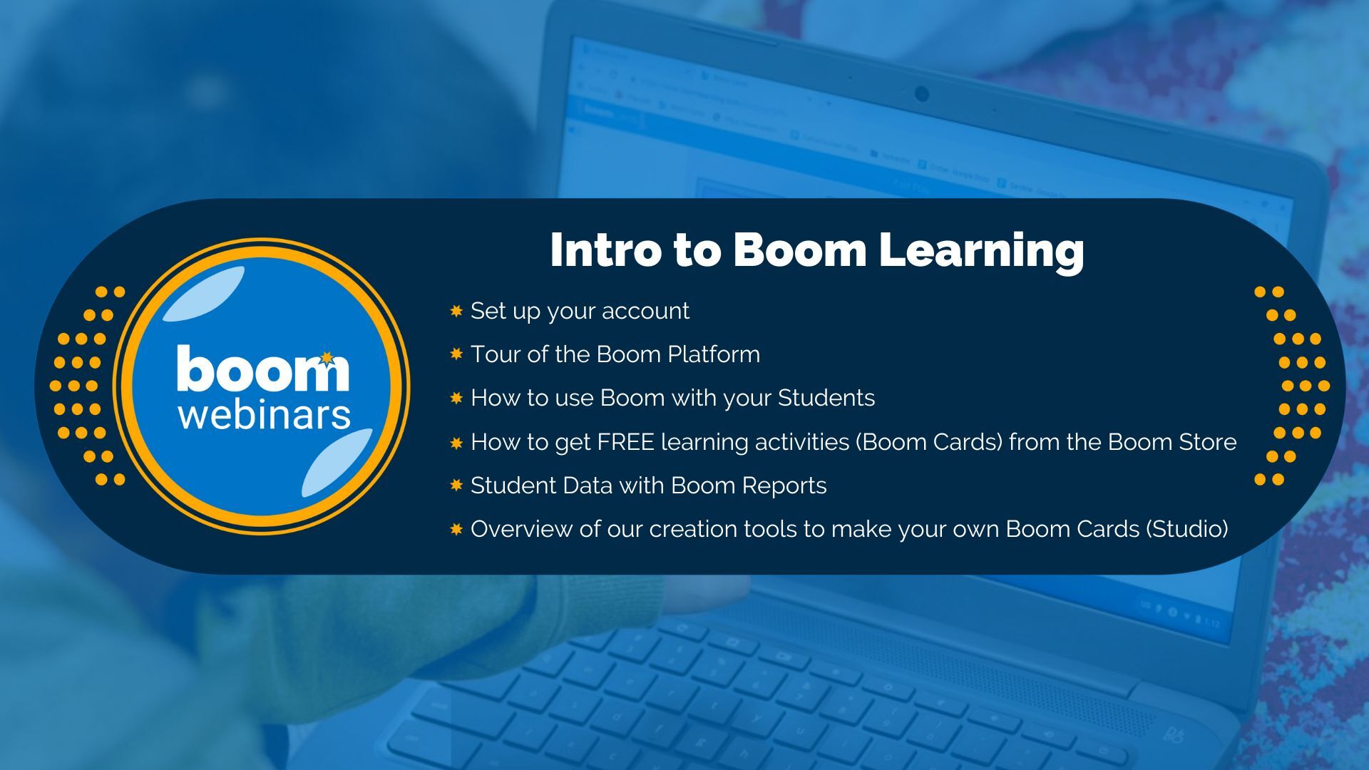 An infographic overview of the "Intro to boom learning" webinar.