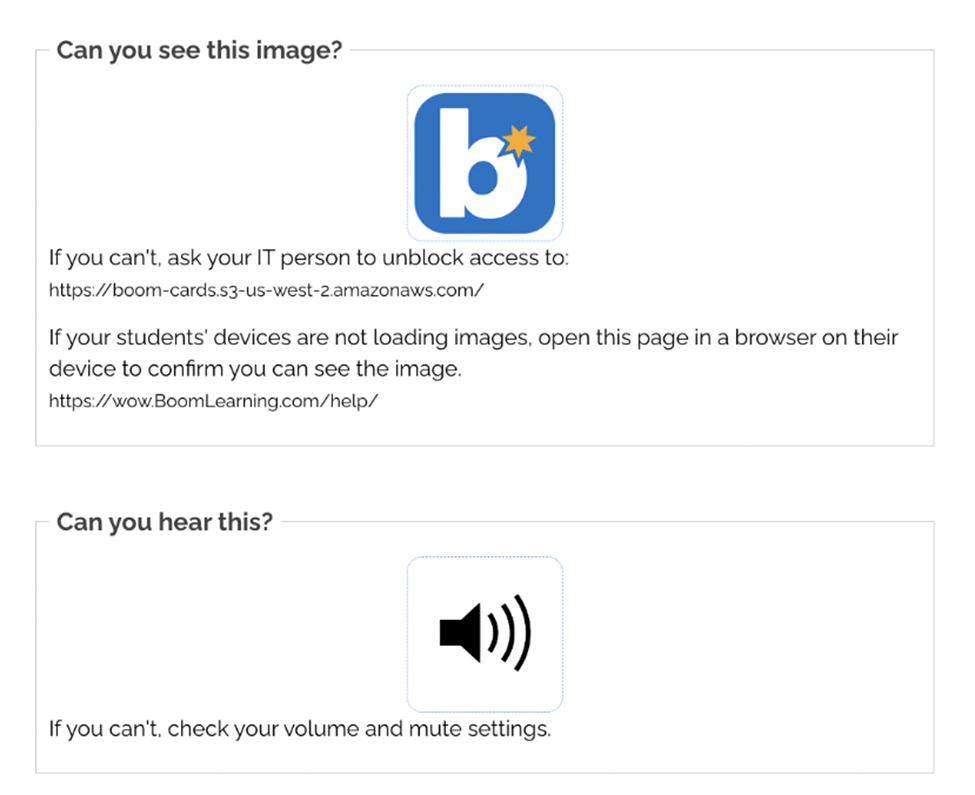 Image shows two ways to check any errors with images or audio. The first one displays an image check with the second displaying an audio check.