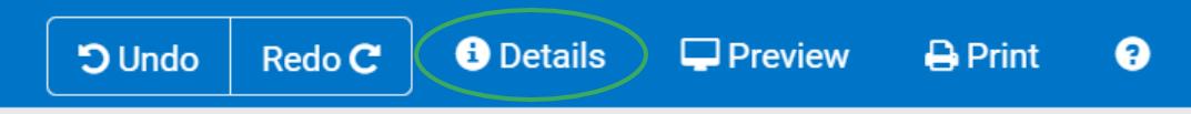Image of Details button circled orange in Studio editor.