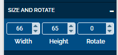 An image of the size and rotate section with options for "width", "height", and "rotate".