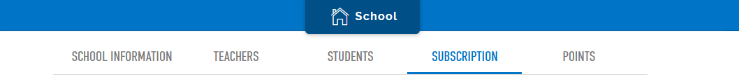 The "School" dashboard, highlighting the selected "Subscription" tab.