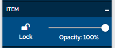 An image of the item section with options for "lock" and an opacity slider.