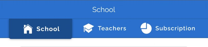 The "School" section displaying three tabs of "School", "Teachers", "Subscriptions".