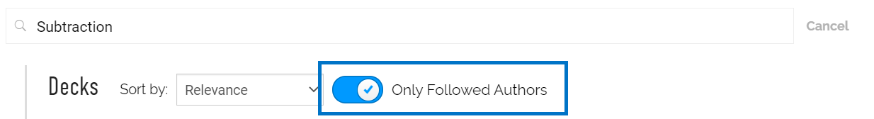 An image of the toggleable "only followed authors" switch under the search bar.