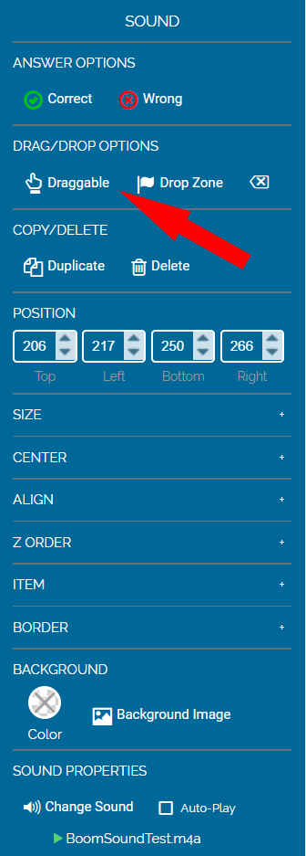 Image of red arrow in Studio Sound tab.