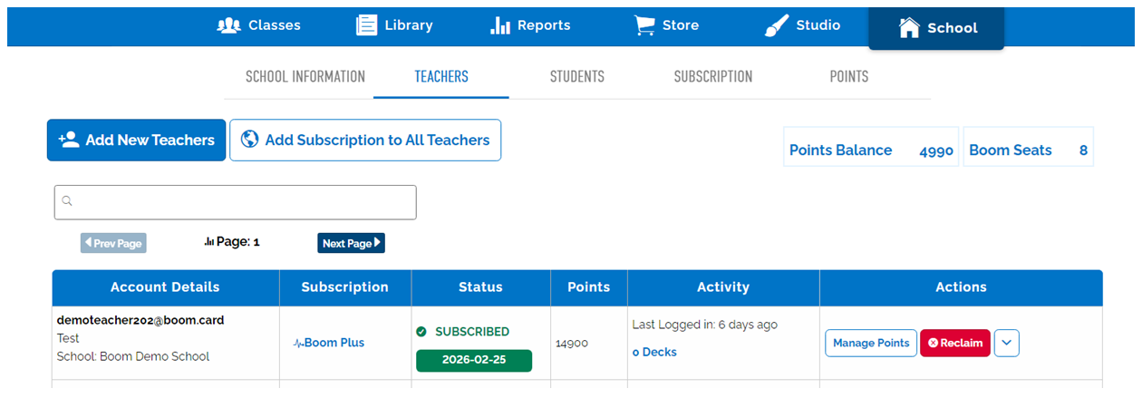 Image of Teacher's Tab.
